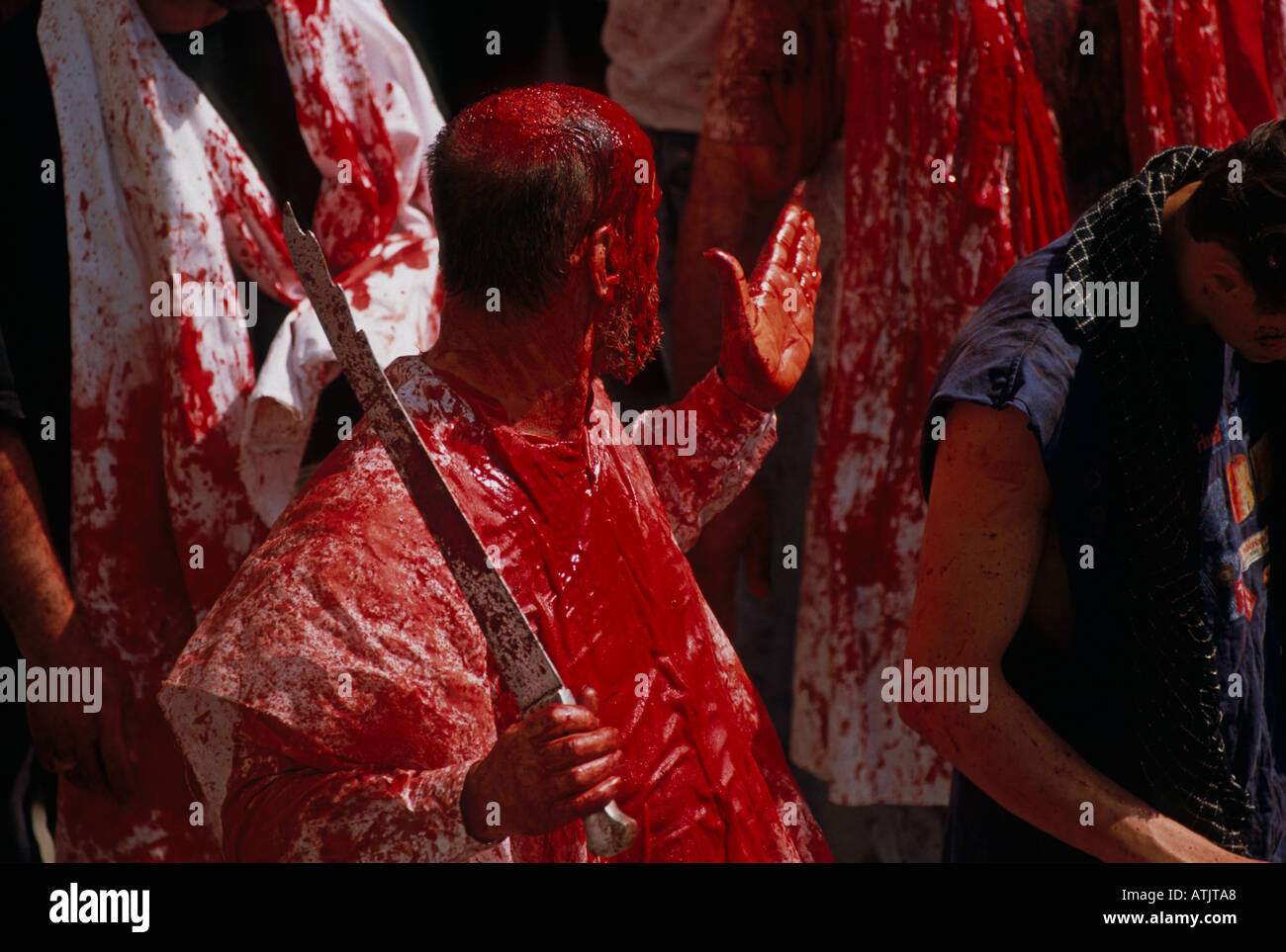 I musulmani sciiti in Libano commemorare il Ashura il decimo giorno di Muharram Foto Stock