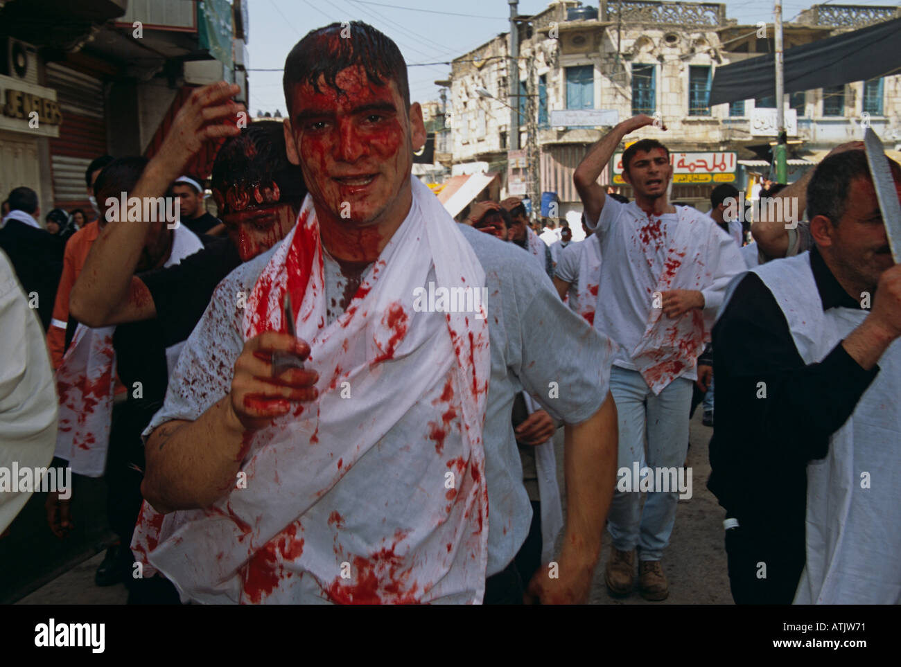 I musulmani sciiti in Libano commemorare il Ashura il decimo giorno di Muharram Foto Stock