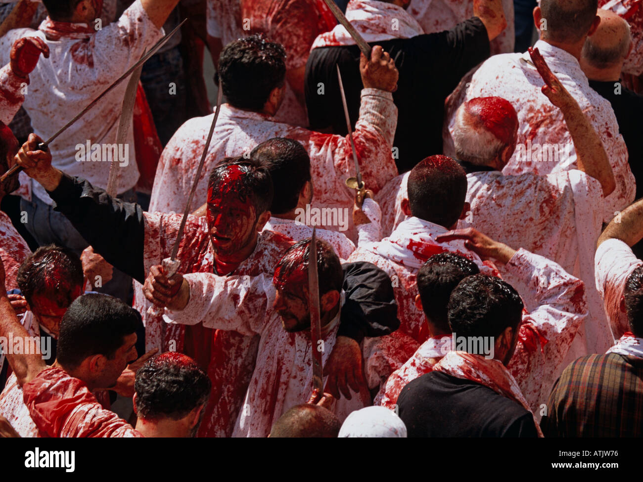 I musulmani sciiti in Libano commemorare il Ashura il decimo giorno di Muharram Foto Stock