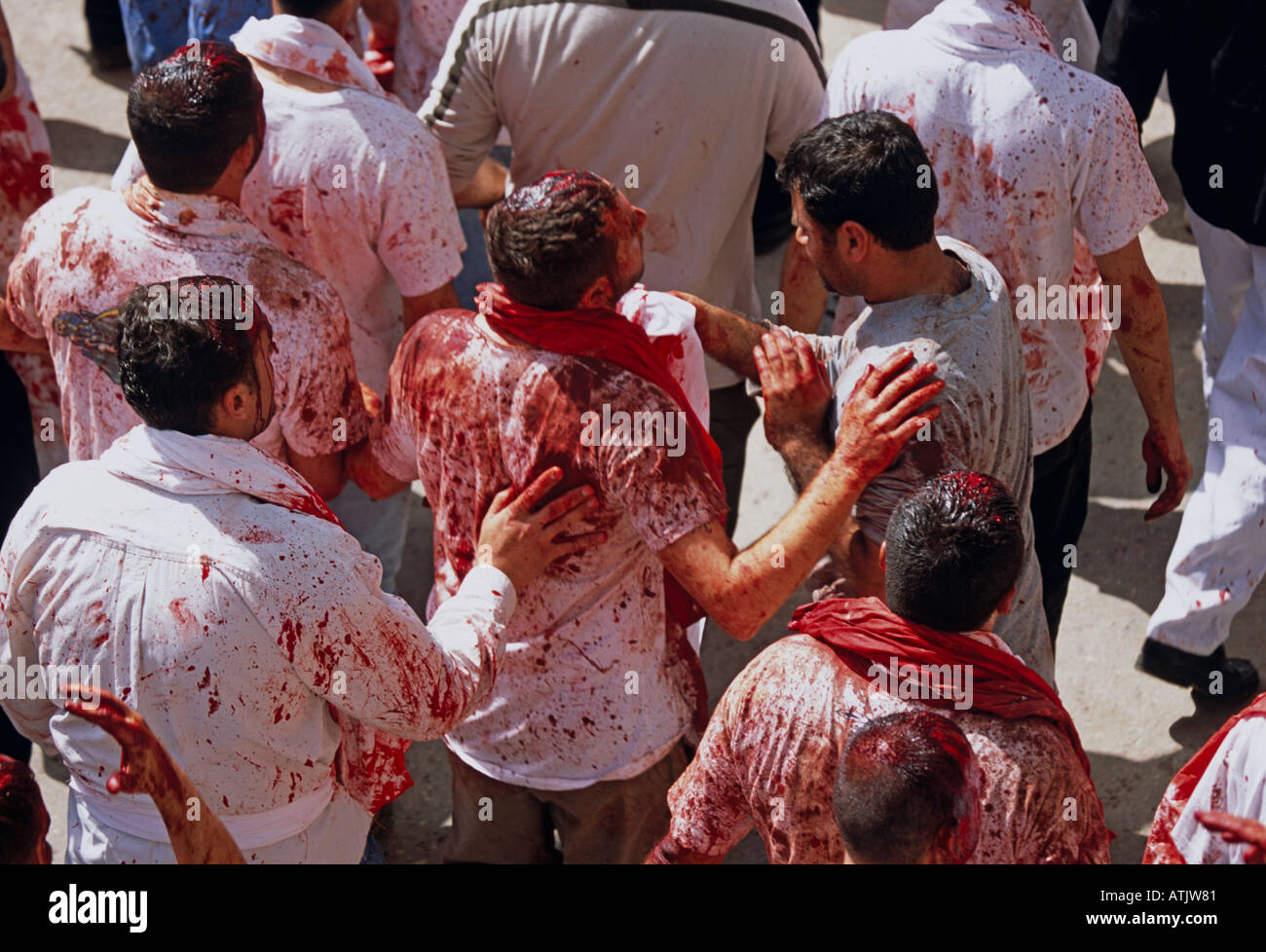 I musulmani sciiti in Libano commemorare il Ashura il decimo giorno di Muharram Foto Stock