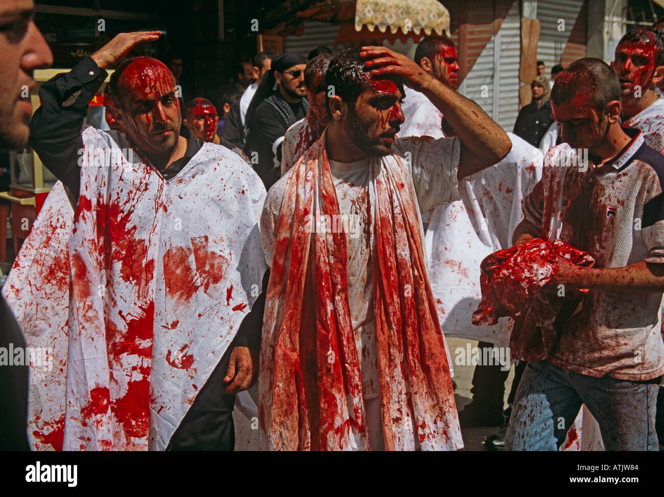 I musulmani sciiti in Libano commemorare il Ashura il decimo giorno di Muharram Foto Stock
