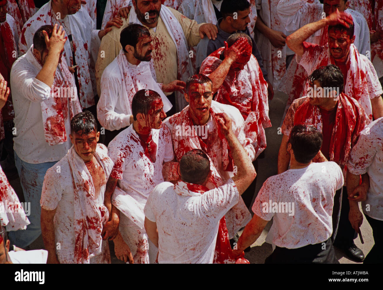 I musulmani sciiti in Libano commemorare il Ashura il decimo giorno di Muharram Foto Stock
