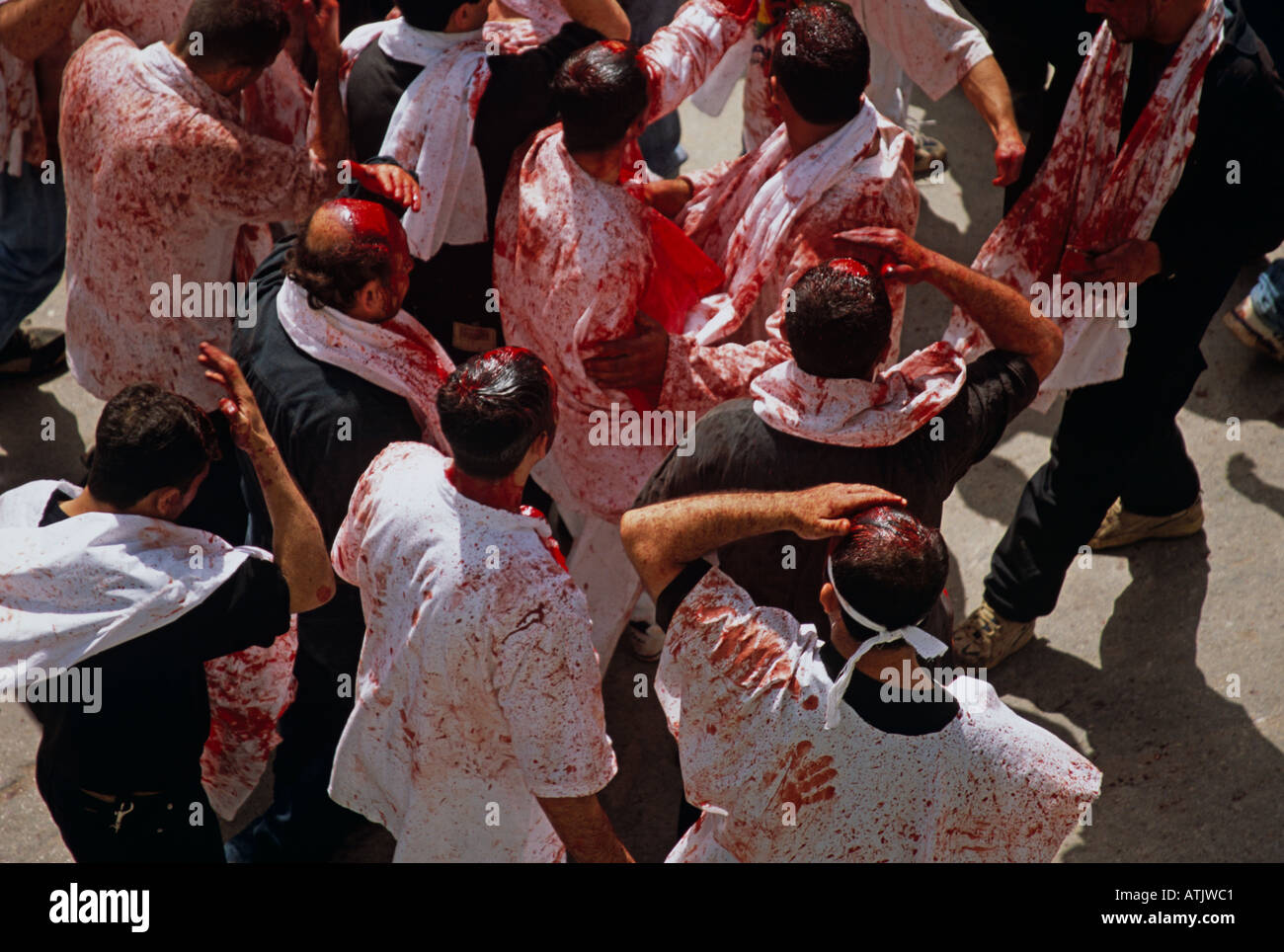 I musulmani sciiti in Libano commemorare il Ashura il decimo giorno di Muharram Foto Stock