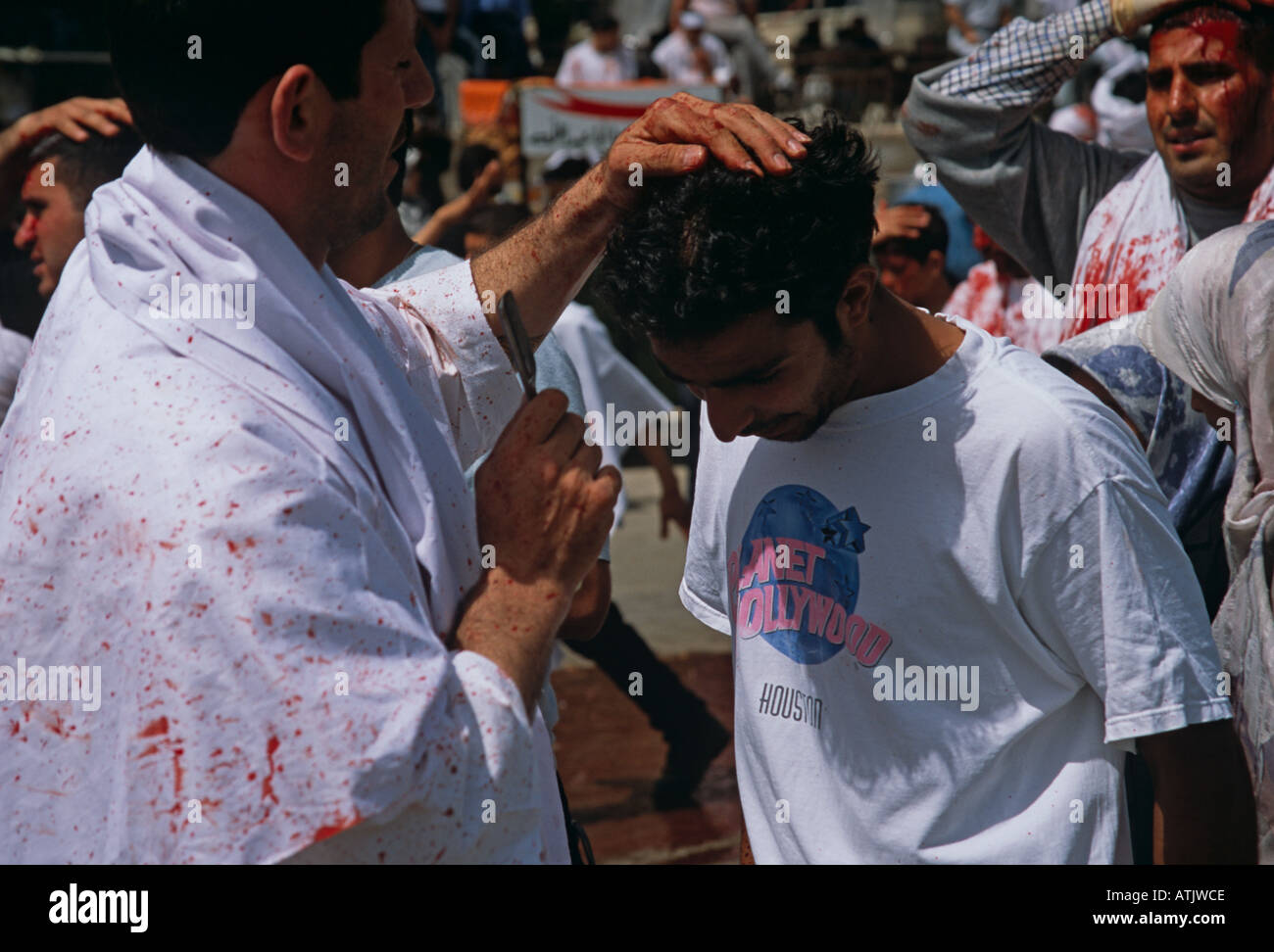 I musulmani sciiti in Libano commemorare il Ashura il decimo giorno di Muharram Foto Stock