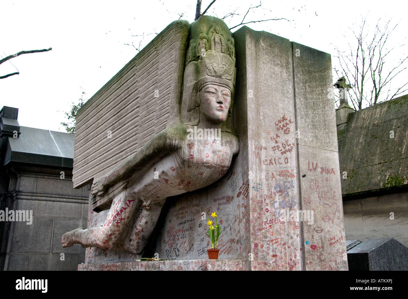 La tomba di Oscar Wilde Cimitero Pere Lachaise Cimetiere du Pere Lachaise Foto stock Alamy