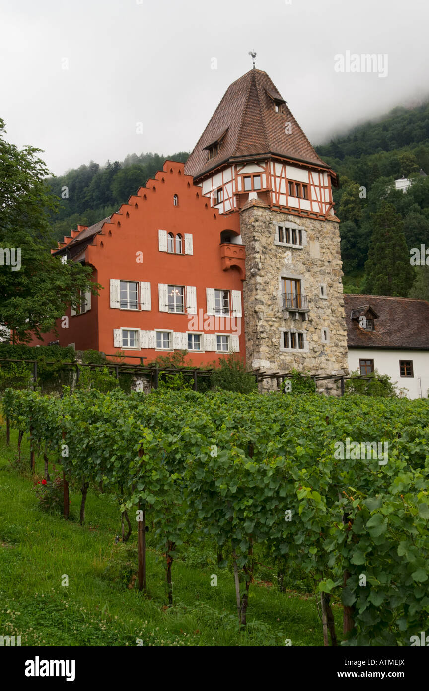 Le vecchie case in Vaduz Liechtenstein Foto Stock