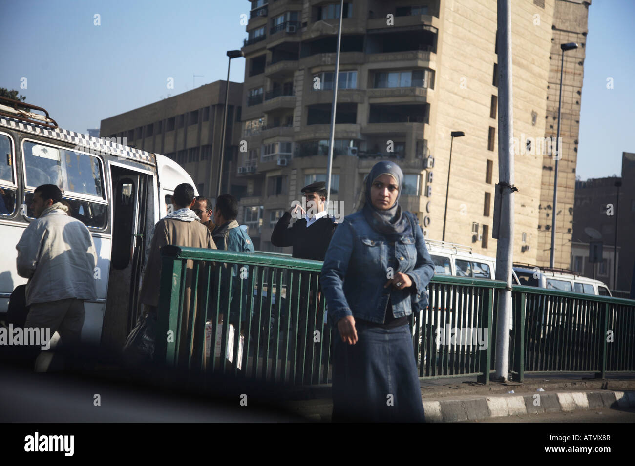 Il traffico del Cairo in Egitto. Foto Stock
