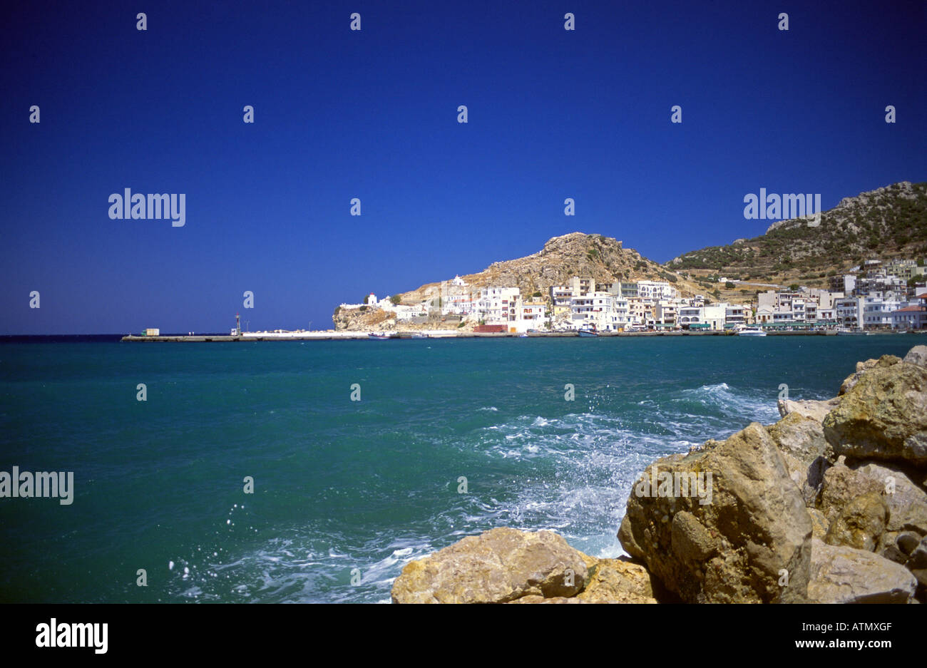 Karpathos Pigadia Città Dodecaneso isola greca grecia Europa Foto Stock