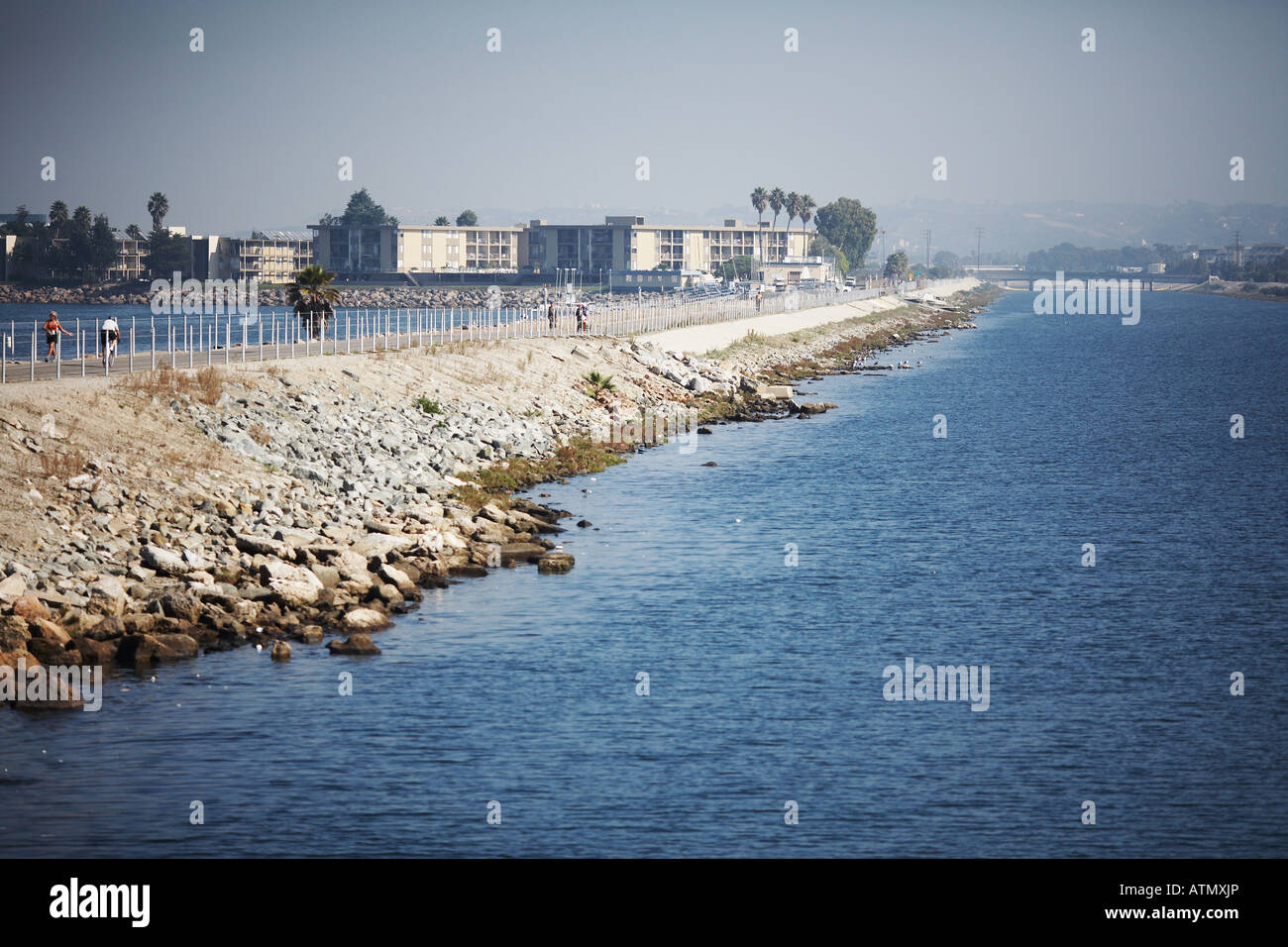 Il trefolo e Ballona Creek in Playa del Rey, Los Angeles County, California USA Foto Stock