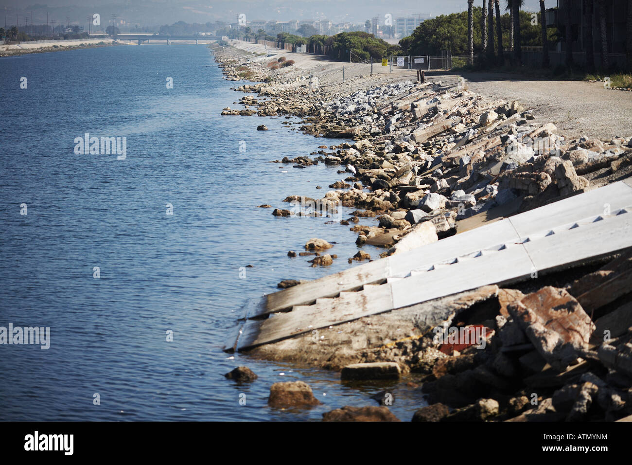 Barca il lancio in Ballona Creek in Playa del Rey, Los Angeles County, California USA Foto Stock