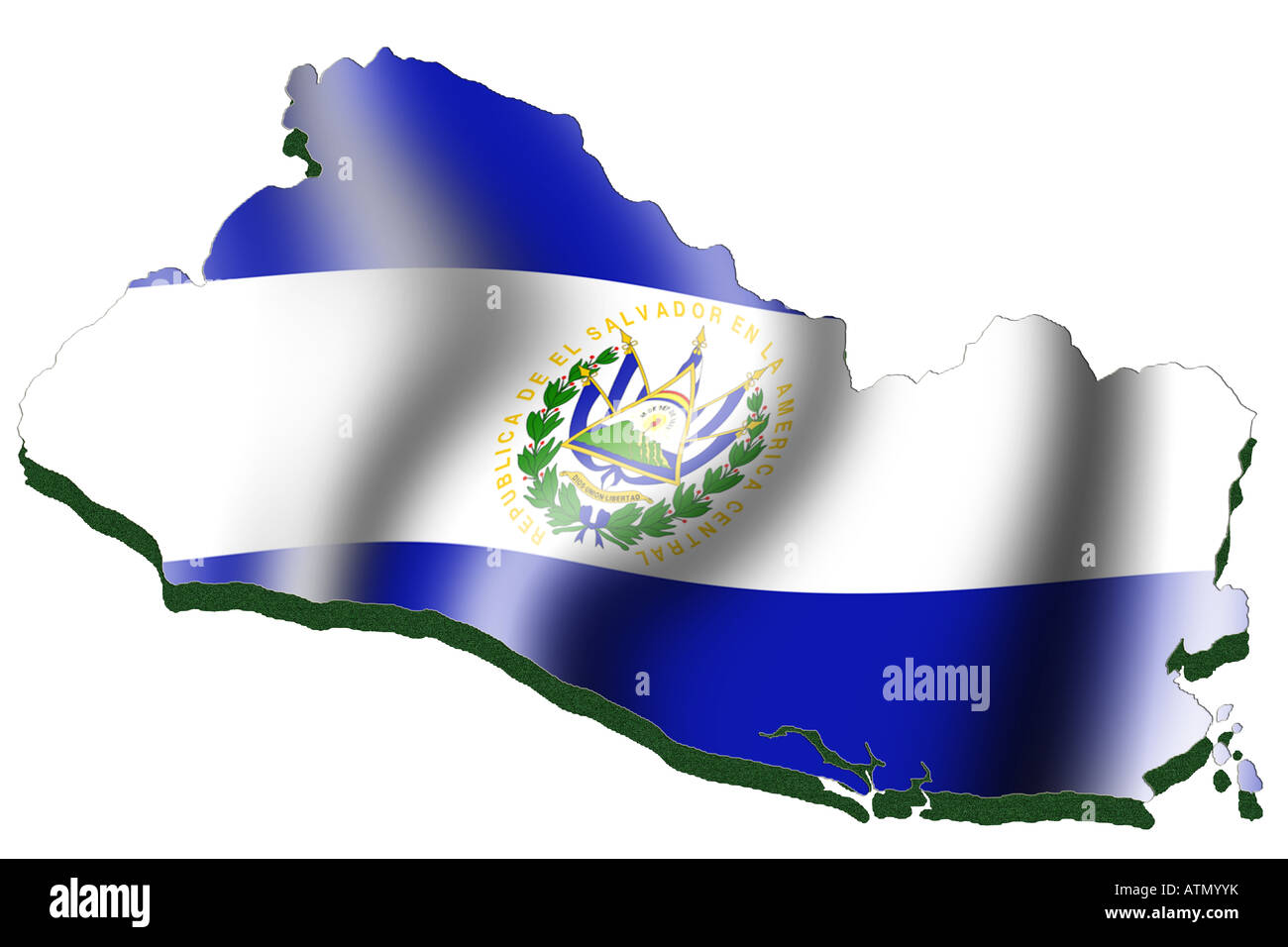 Mappa di contorno e bandiera di El Salvador Foto Stock