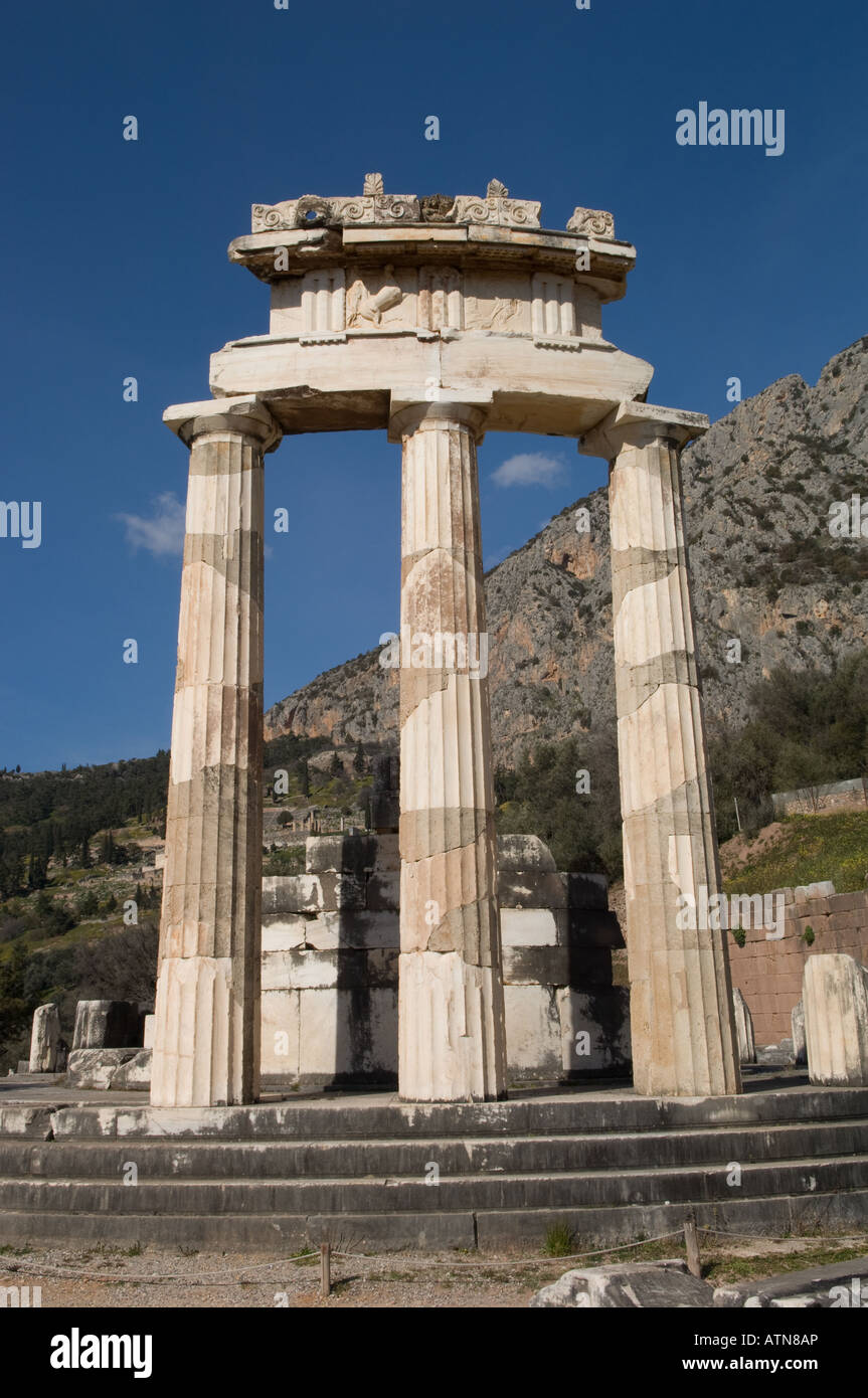Antico sito in Delphi, Grecia Foto Stock