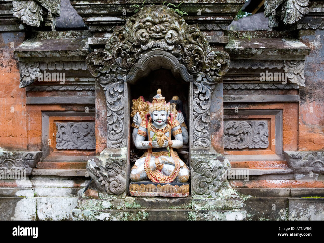 Decorate zoomorfi tempio indù Carving Ubud Bali Indonesia Foto Stock