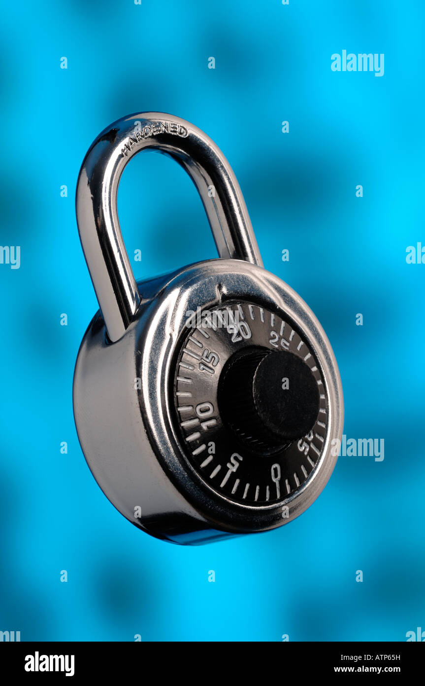 Chrome lucchetti a combinazione Foto Stock