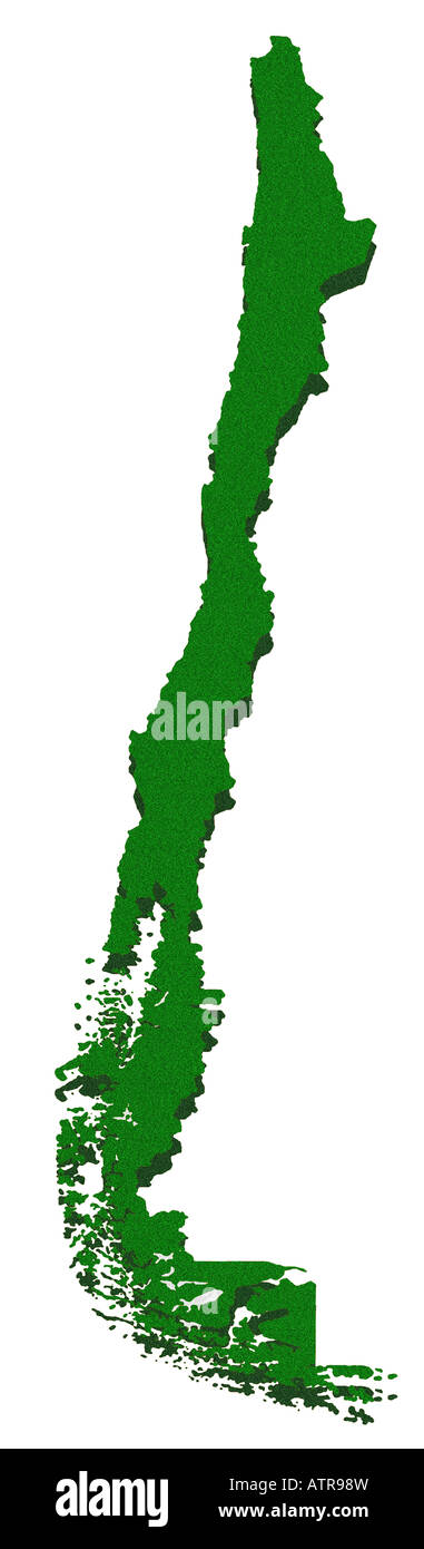 Mappa di contorno di Cile Foto Stock