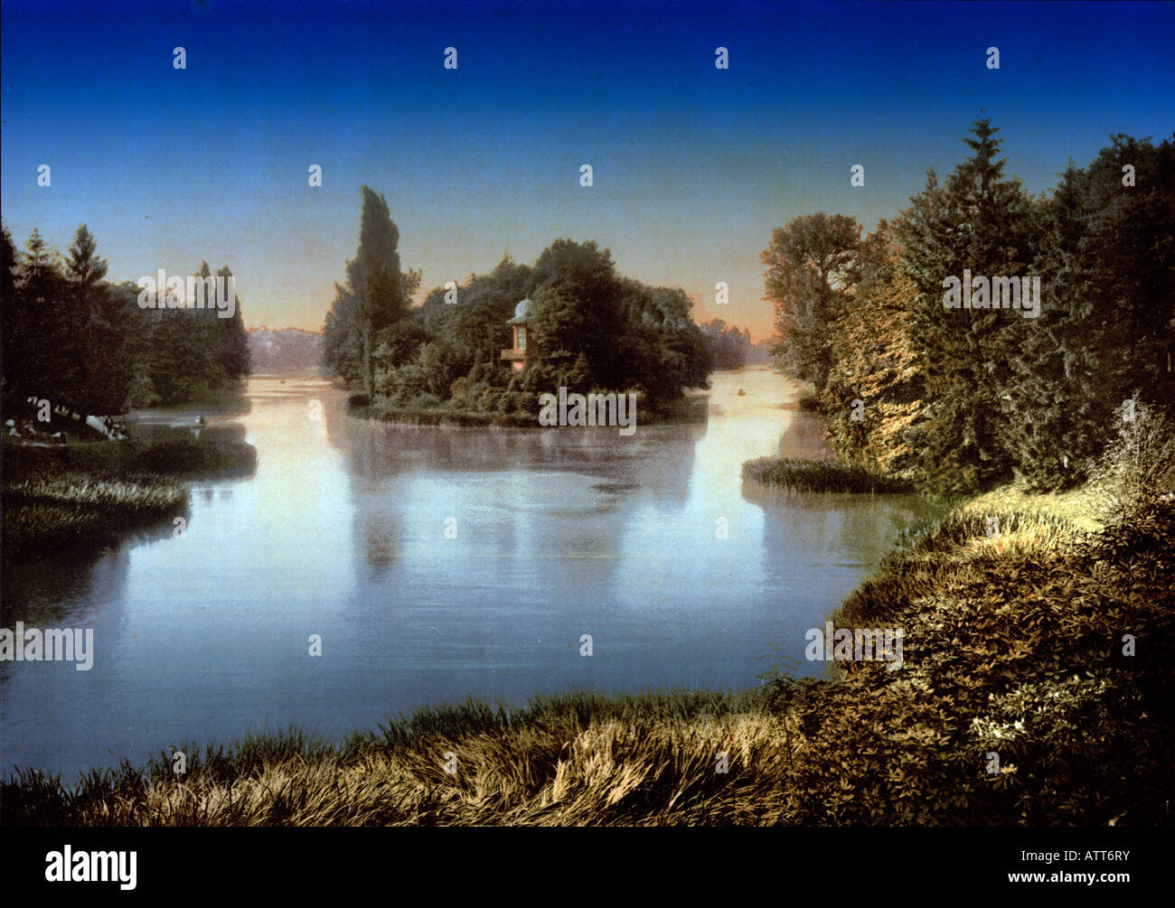 Bois du Boulougne (cioè, Boulogne), il lago, Parigi, Francia Foto Stock