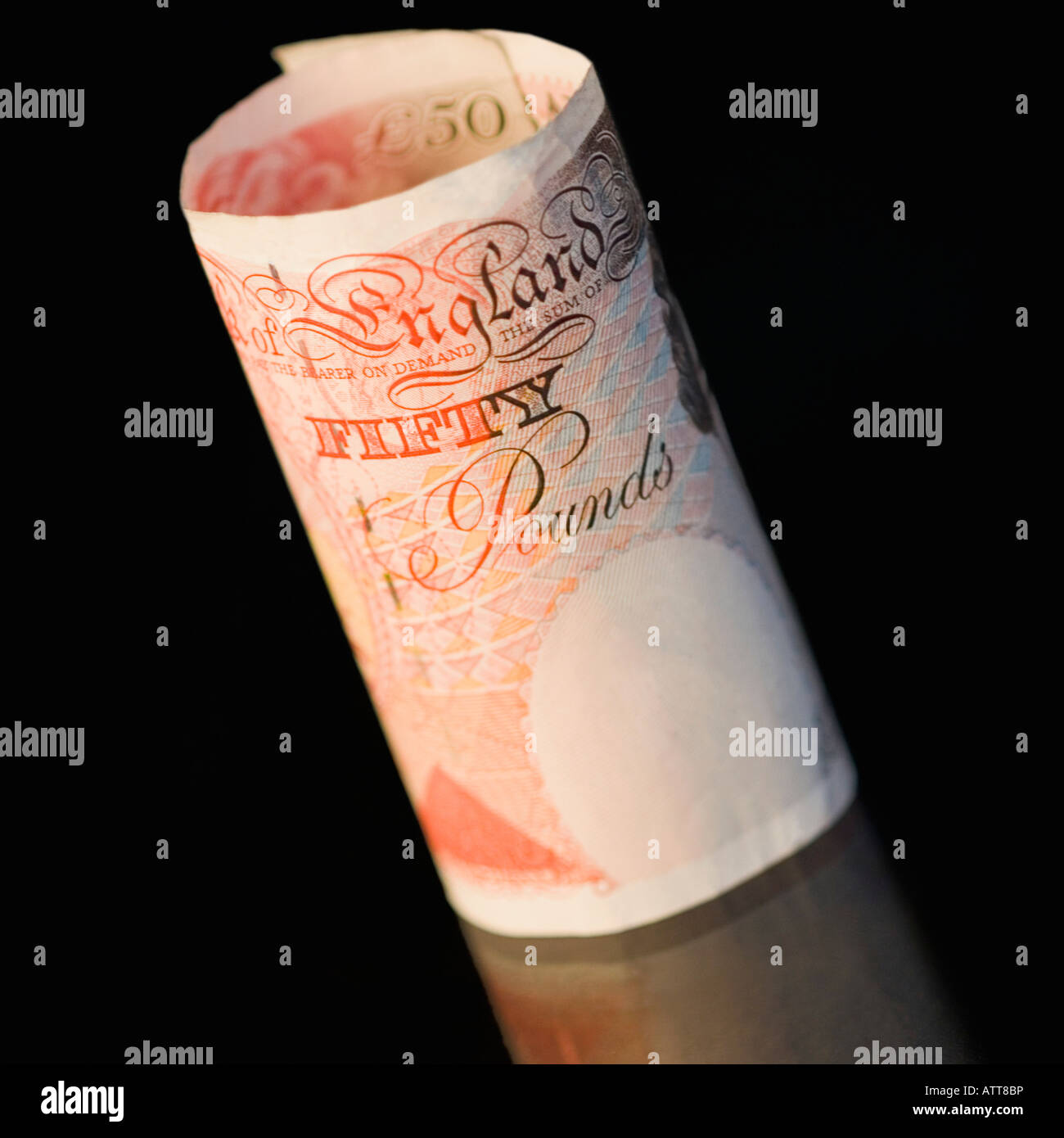 Close-up di una cinquantina di pound nota Foto Stock