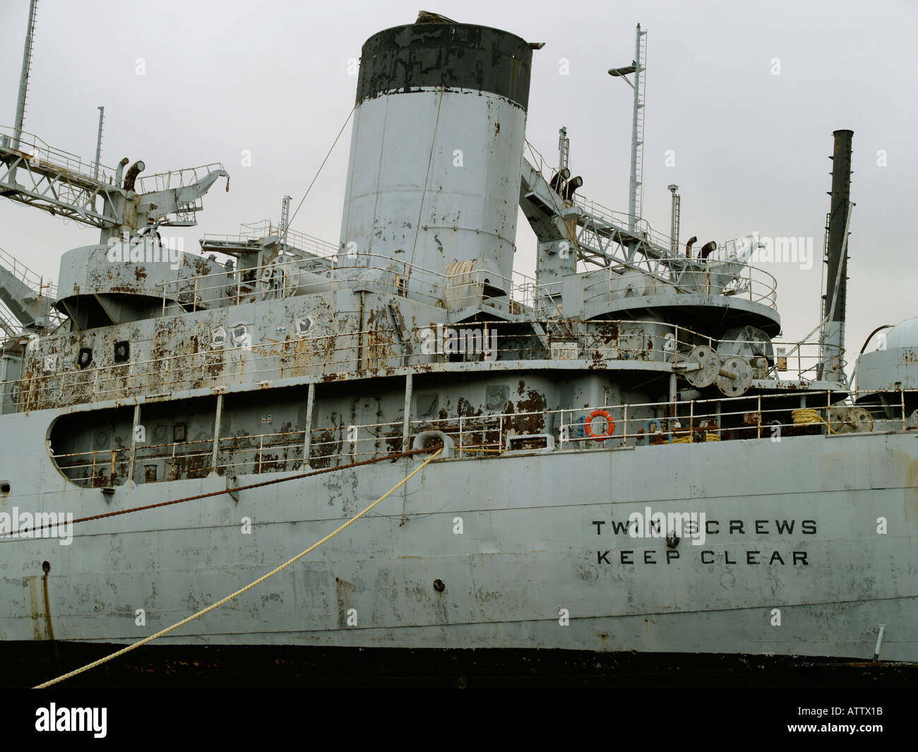 Ex us navy ship in attesa di demolizione presso la struttura TERRC a Hartlepool Co. Durham, Regno Unito Foto Stock