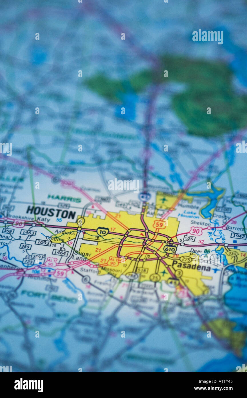 HOUSTON, TEXAS STATE, mappa stradale Foto Stock