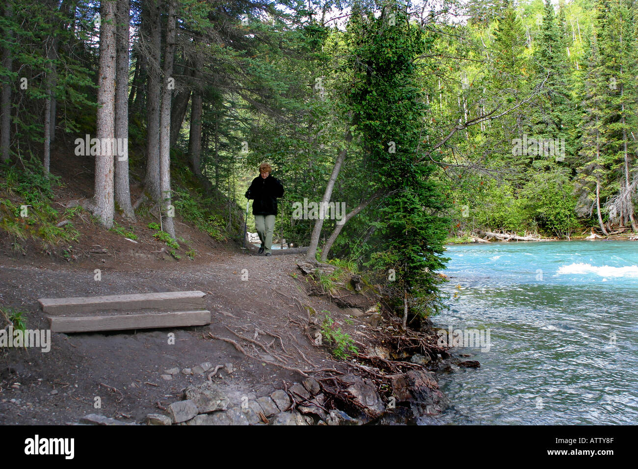 Escursionismo su un percorso di deserto Foto Stock