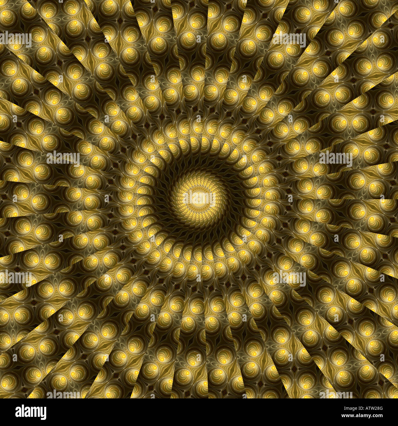Abstract frattale che assomiglia ad una spirale dorata keleidoscope Foto Stock