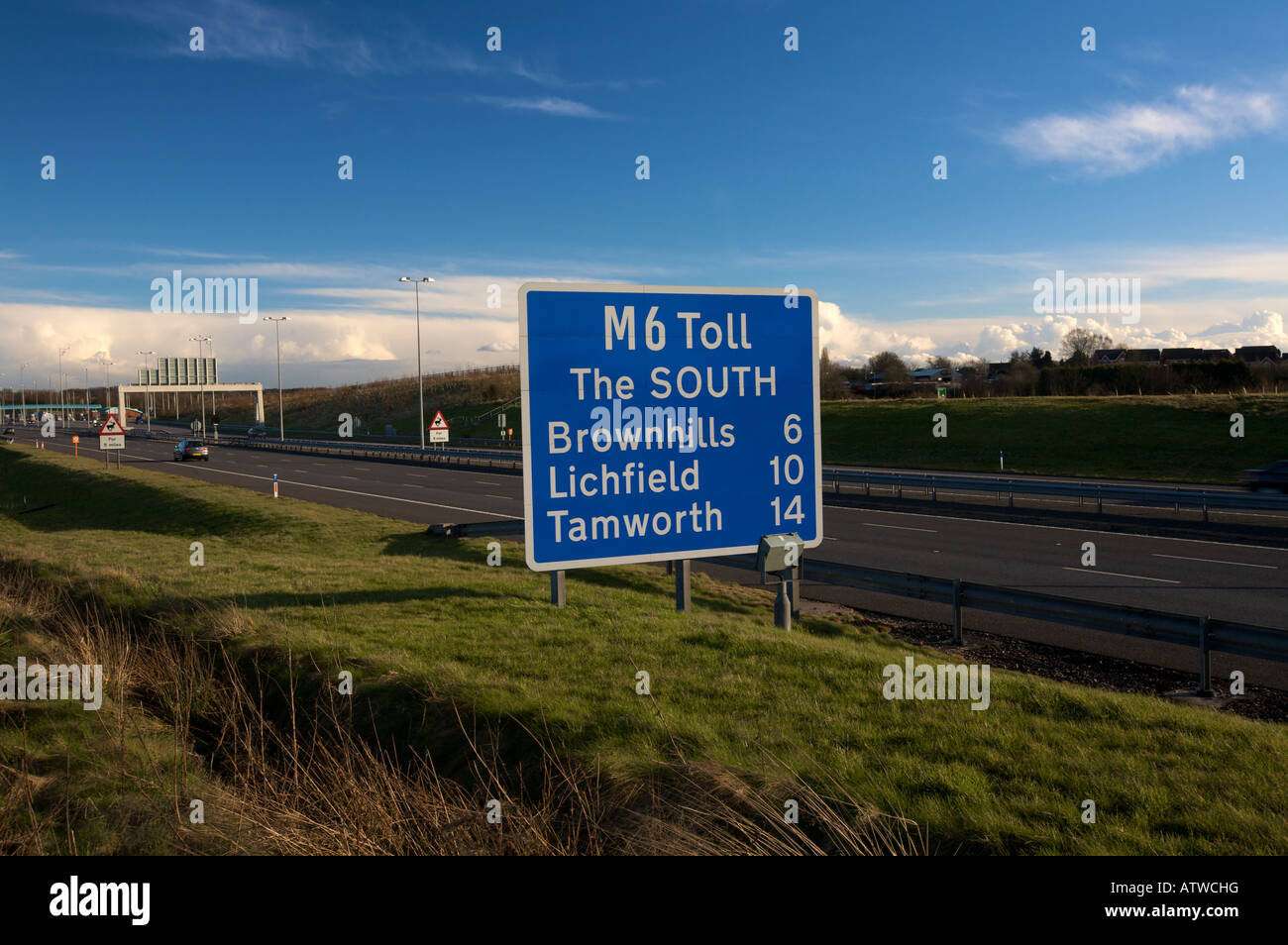 M6 Toll Road Sign Norton Canes Cannock Staffordshire England Regno Unito Foto Stock