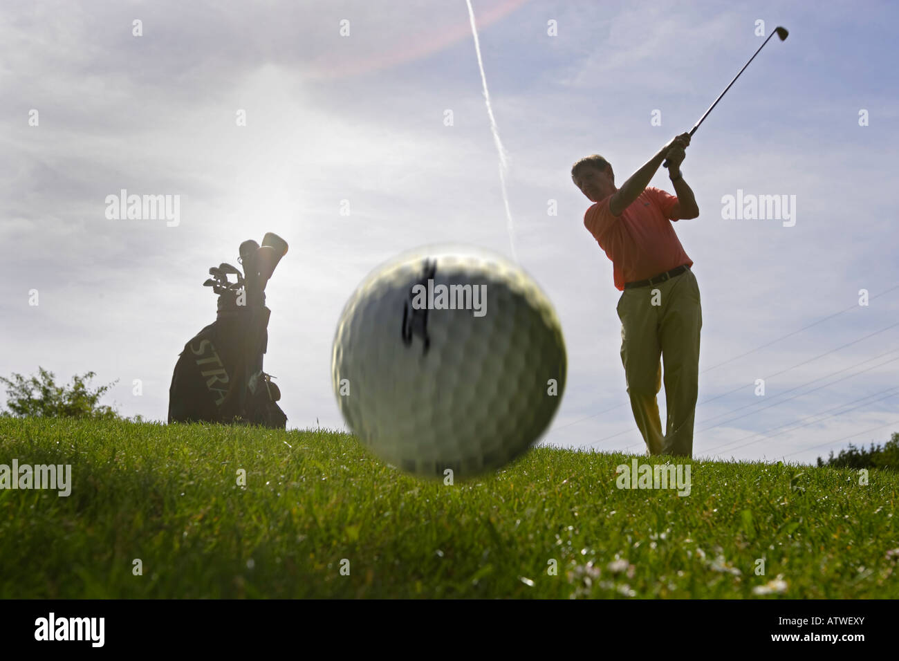 Giocatore di golf borsa tee Foto Stock