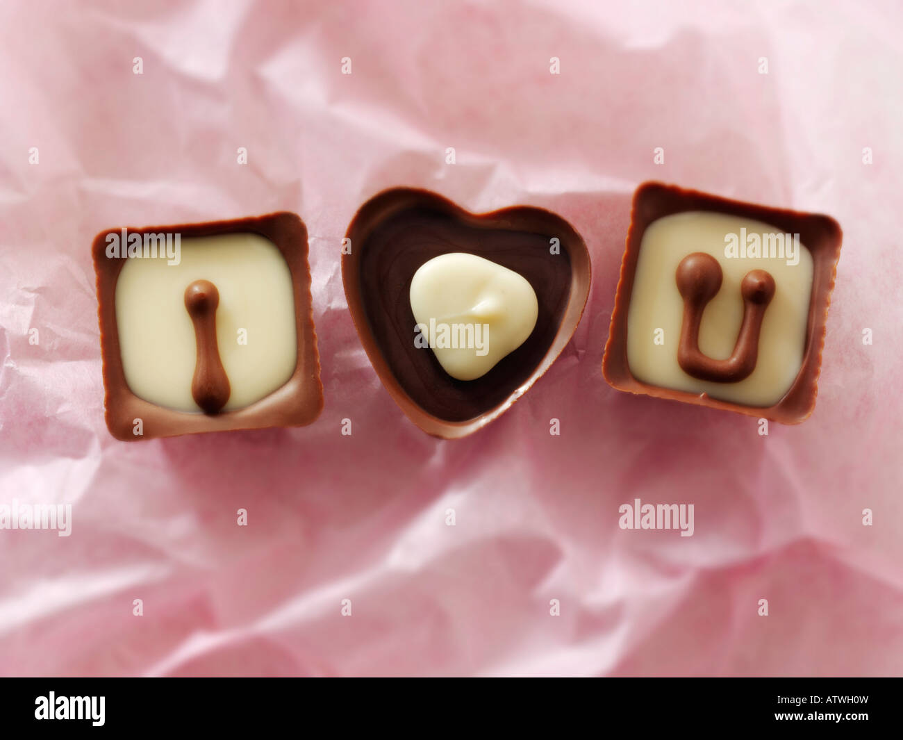 Ti Amo messaggio per San Valentino festa della mamma o per compleanni - Cioccolatini Foto Stock