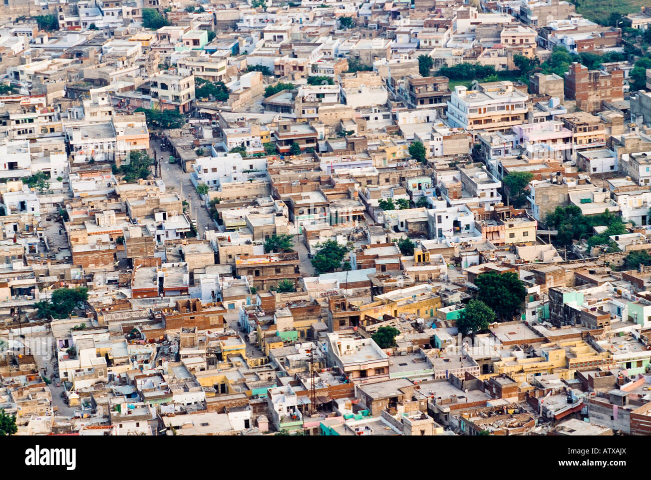 Vista aerea di case, Jaipur, Rajasthan, India Foto Stock