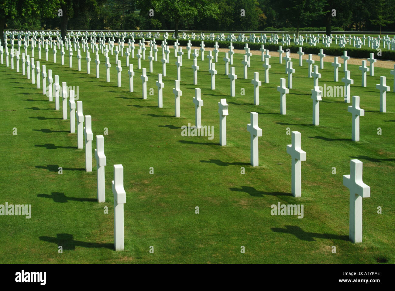 Cambridge American Cemetery & Memorial nei pressi di Madingley usa il cimitero militare di lapidi tombe di marcatura di personale militare statunitense Cambridgeshire Regno Unito Foto Stock