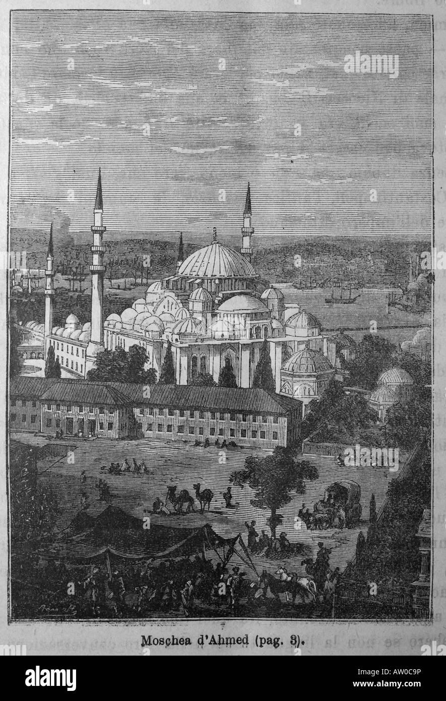 Incisione di Jules Verne s Kéraban le têtu autore Léon Benet dalla prima edizione italiana 1897 Foto Stock