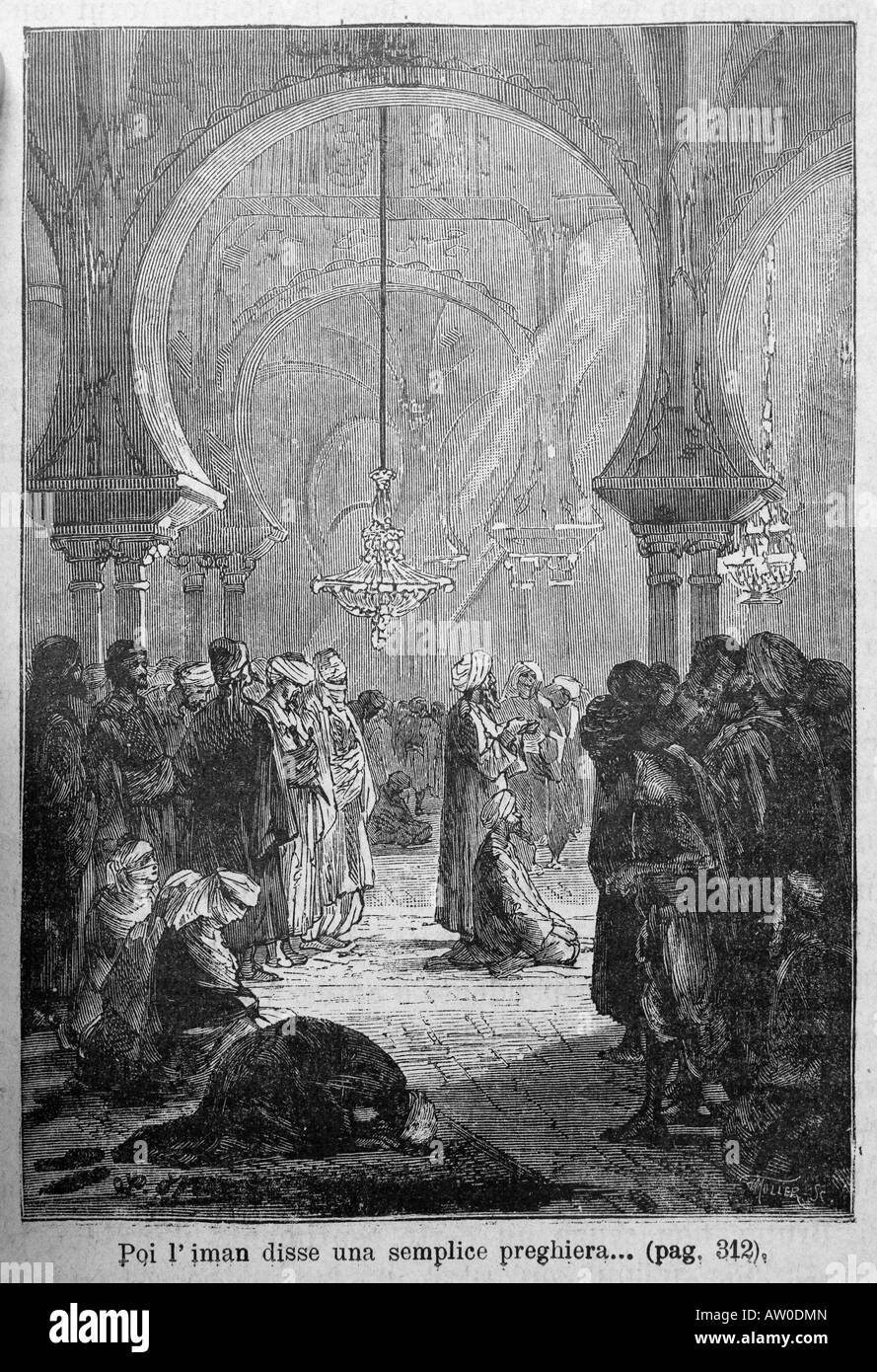 Incisione di Jules Verne s Kéraban le têtu autore Léon Benet dalla prima edizione italiana 1897 Foto Stock