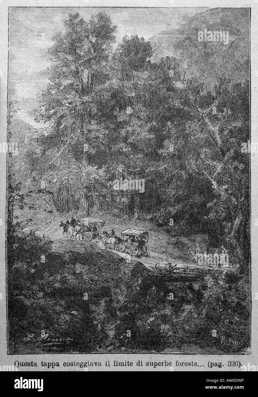 Incisione di Jules Verne's Kéraban le têtu autore Léon Benet dalla prima edizione italiana 1897 Foto Stock