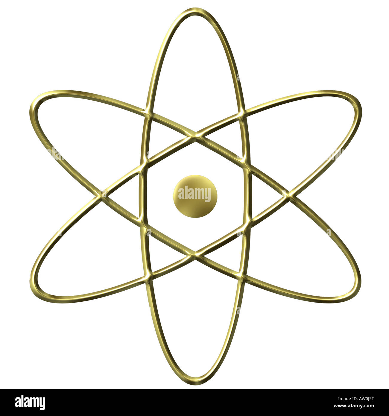 3d oro simbolo di atomo Foto Stock