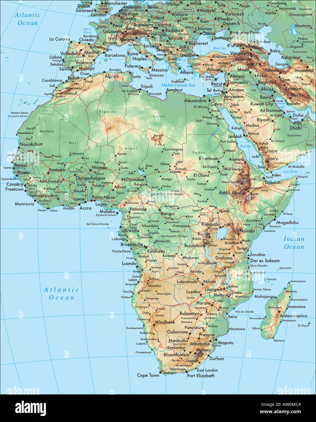 Mappa di Africa Foto Stock