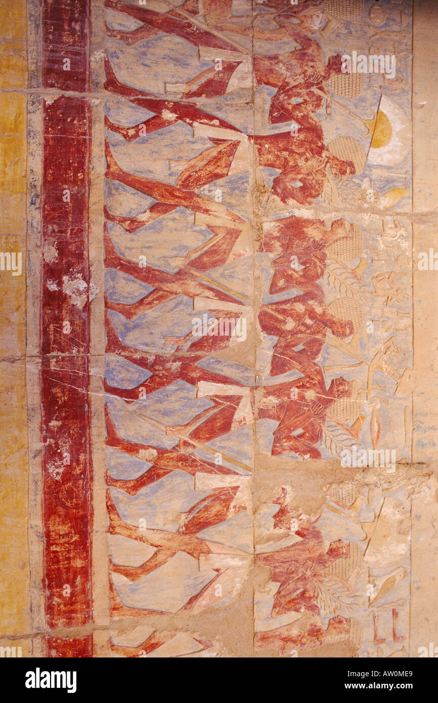 Pittura murale nella tomba di Horemheb e la Valle dei Re, Tebe, Egitto, Africa Foto Stock