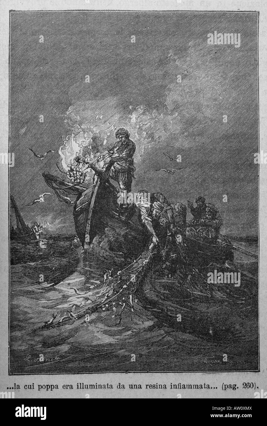 Incisione di Jules Verne s Kéraban le têtu autore Léon Benet dalla prima edizione italiana 1897 Foto Stock