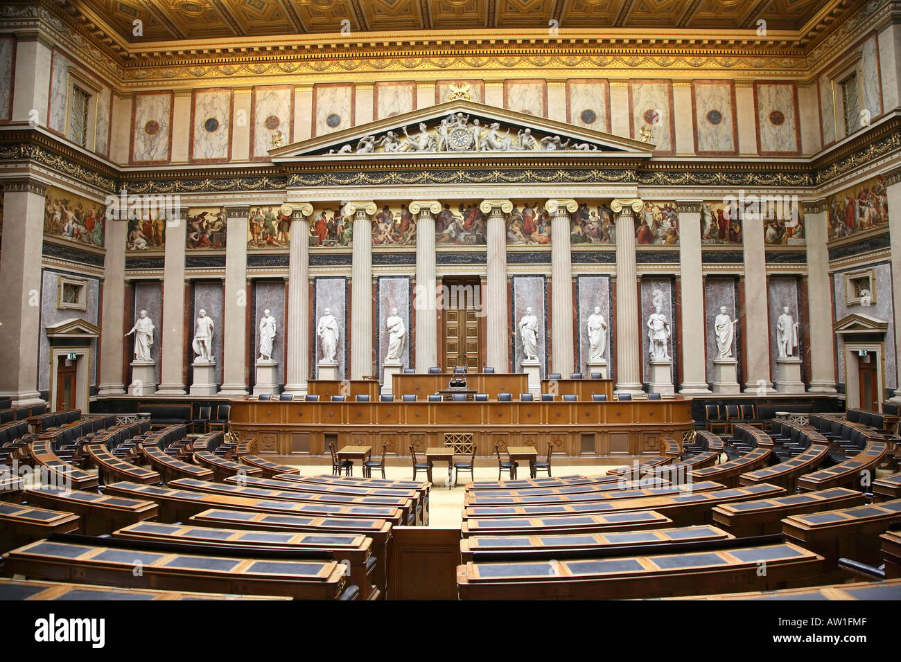 Sala di riunione della Austrian Assemblea federale in parlamento, Vienna, Austria Foto Stock