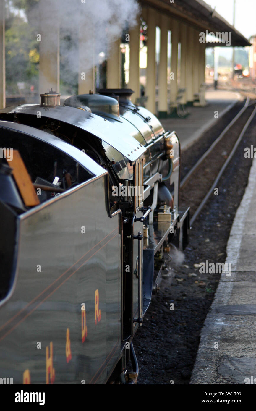 Uno dei magnifici miniaturizzati a motori a vapore sull'RHD Light Railway nel Kent Foto Stock
