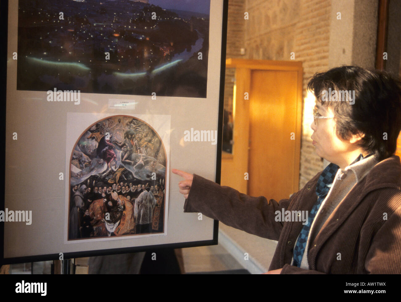 La sepoltura del Conte di Orgaz poster da El Greco nella chiesa di Santo Tome TOLEDO Castiglia La Mancha regione SPAGNA Foto Stock