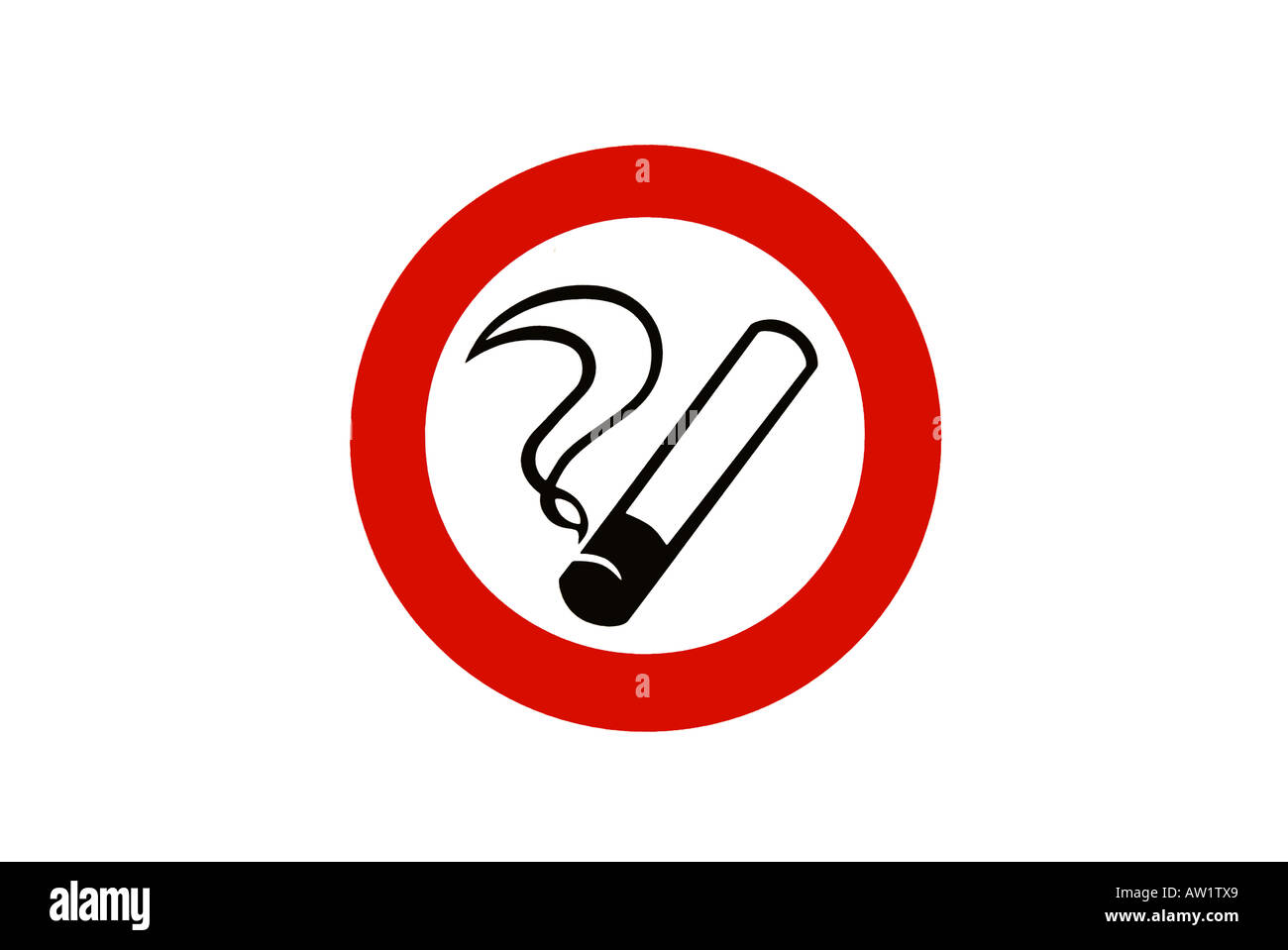 Simbolo per la zona fumatori su sfondo bianco Foto Stock