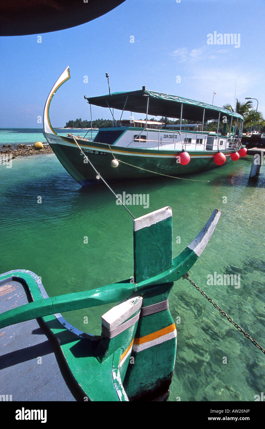 Imbarcazioni locali Maldive Foto Stock