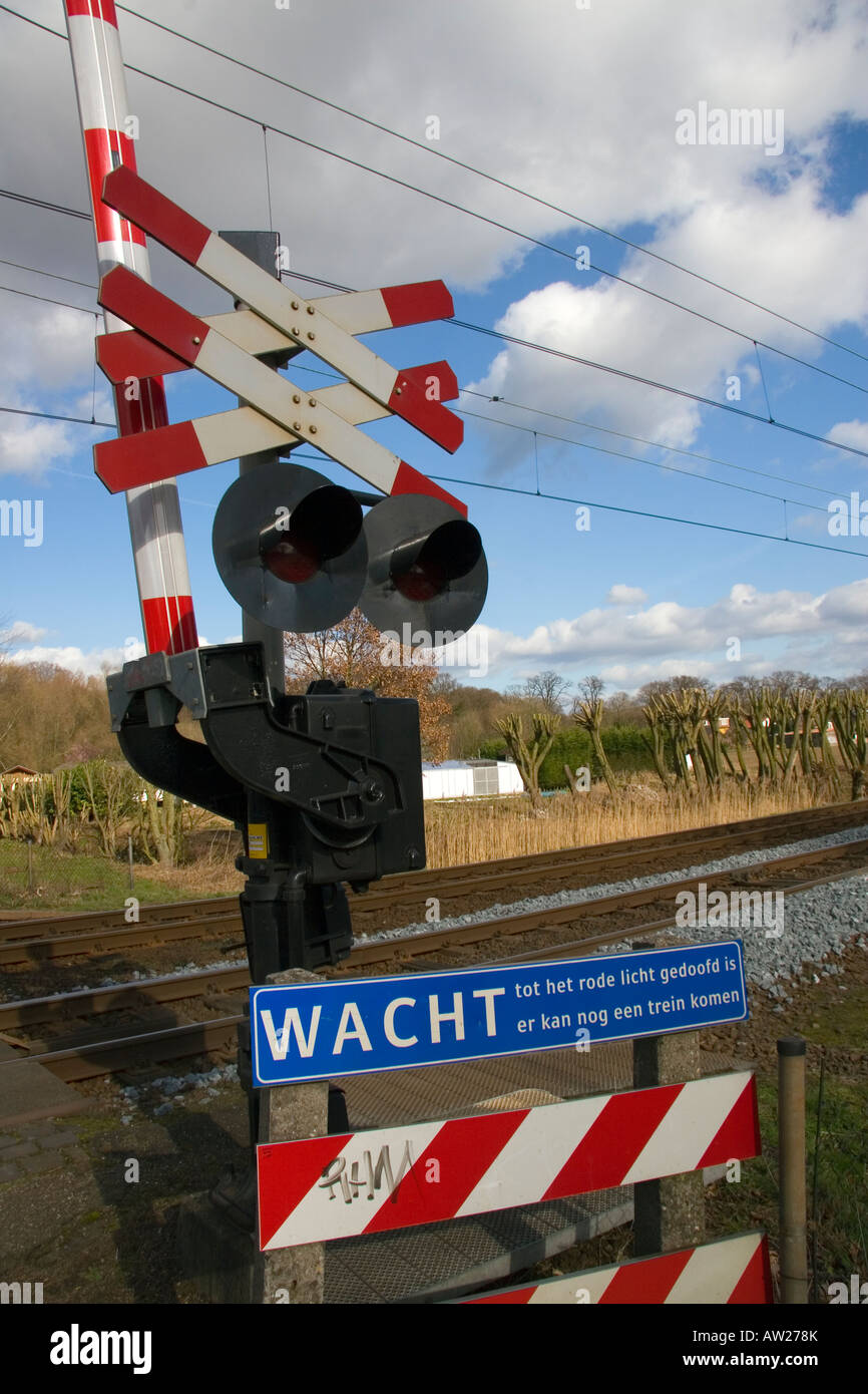 Il treno attraversa in Utrecht Foto Stock