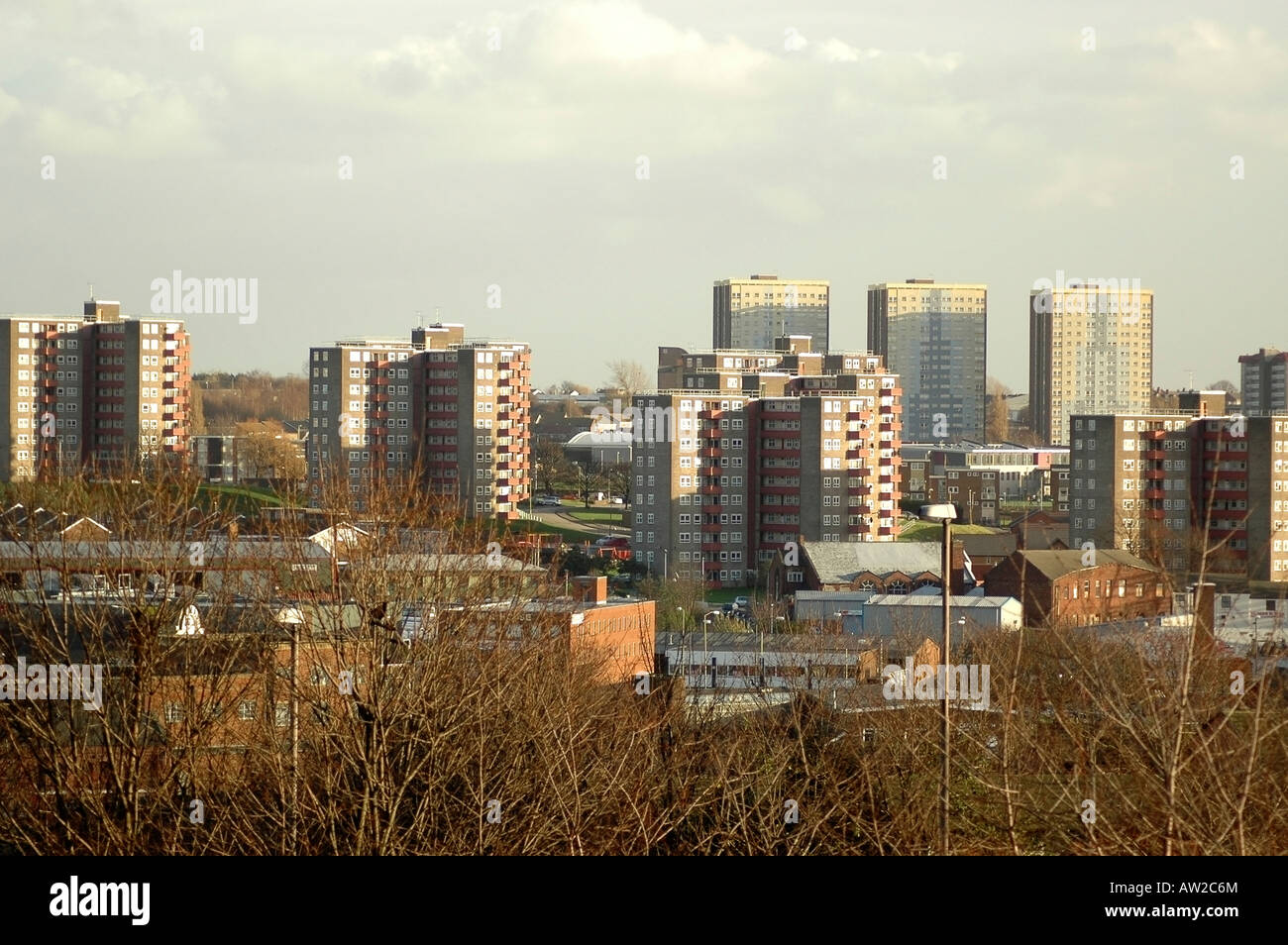 Alto edificio di appartamenti che Lincoln Green e Burmantofts, Leeds Foto Stock