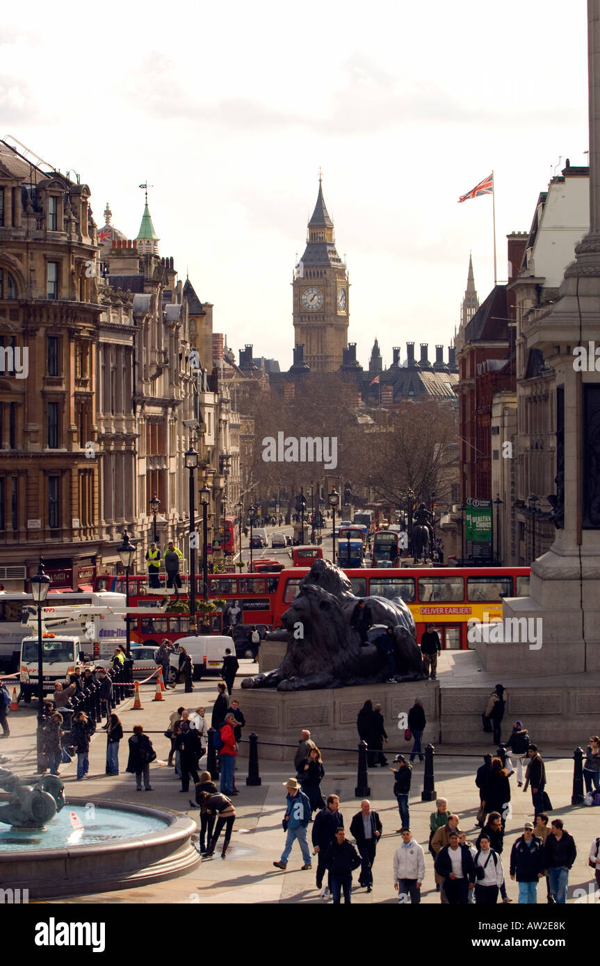 Whitehall visto da Trafalgar Square, London Regno Unito Europa Foto Stock