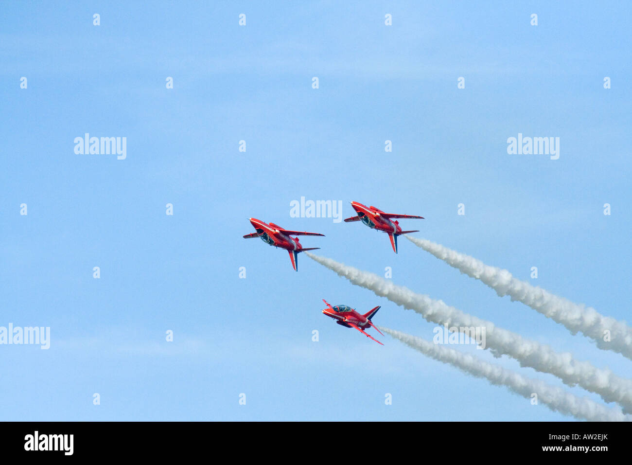Le frecce rosse,volare passati, tri-piani. Sentieri di vapore. Foto Stock