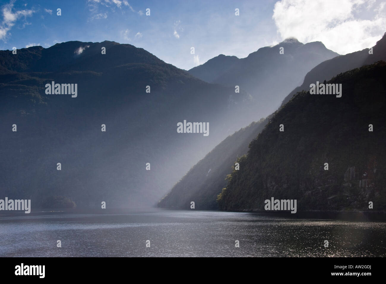 La mattina presto Doubtful Sound, Nuova Zelanda Foto Stock