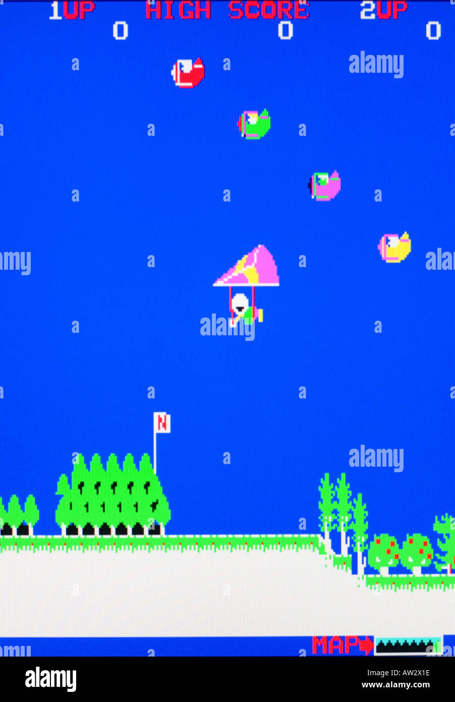 Fly Boy Kaneko Elc Co 1982 Vintage videogioco arcade di screen shot - solo uso editoriale Foto Stock