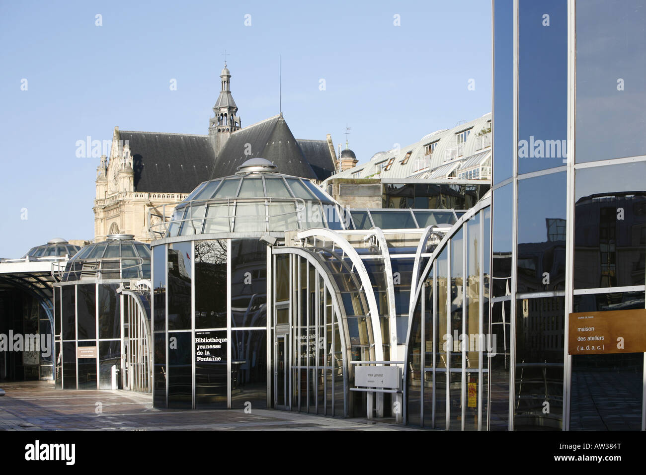 Les Halles e Saint Eustache, Francia, Parigi Foto Stock