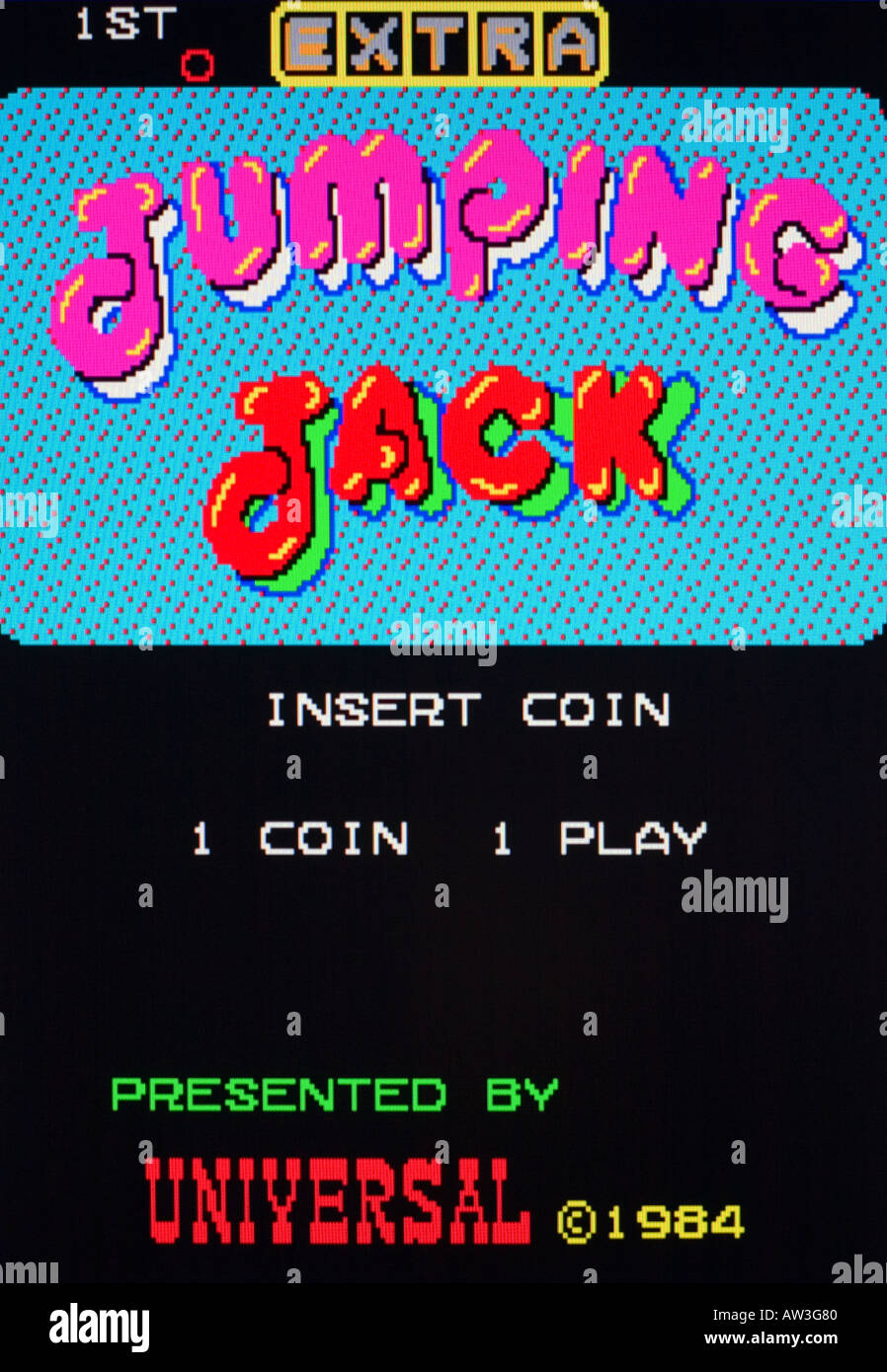 Jumping Jack Universal 1984 Vintage videogioco arcade di screen shot - solo uso editoriale Foto Stock
